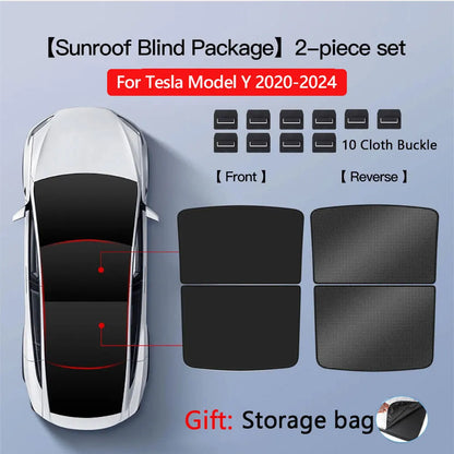 Glass Roof Sunshade for Tesla Model Y 2020-2024 and Juniper, Model 3 2017-2023 and Highland, Clip-On Shades in Black, White or Blue
