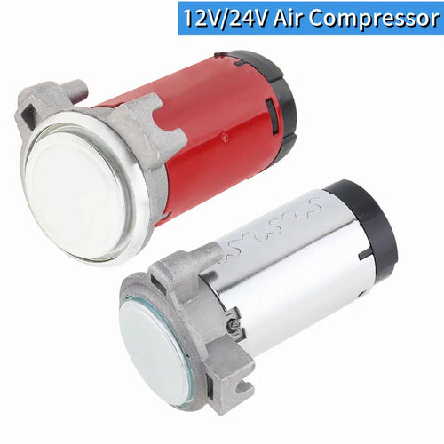Chrome and red 12V/24V air horn compressors