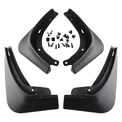 Four mud flaps with mounting screws and clips