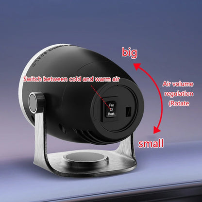 3 in 1 Car Heater and Fan, 12V or 24V 120W Windshield Defroster and Defogger with Adhesive Base, Black or Brown
