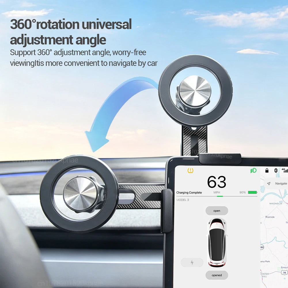 Dashboard Phone Mount for Tesla Model 3 Highland 2024-2025 and Model Y Juniper 2025, Base with Magnetic Holder, Black or Clear Black
