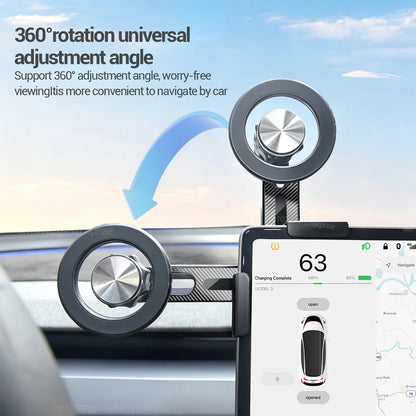Dashboard Phone Mount for Tesla Model 3 Highland 2024-2025 and Model Y Juniper 2025, Base with Magnetic Holder, Black or Clear Black