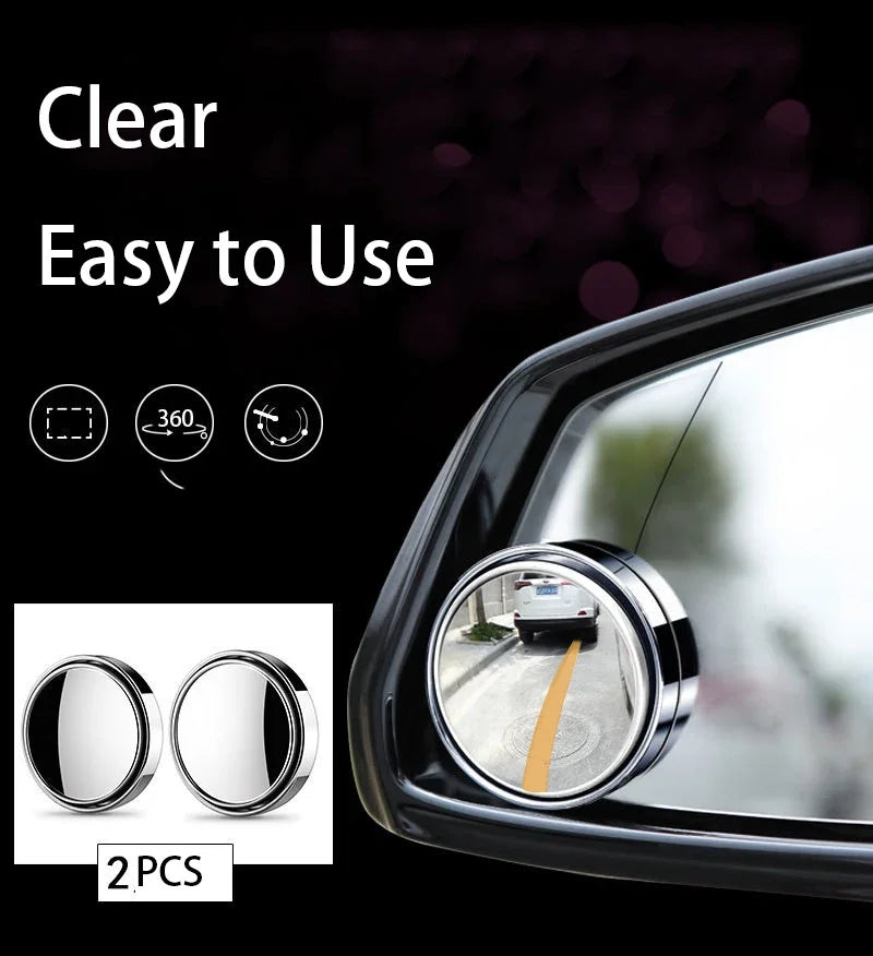 Round Blind Spot Mirrors, 2 Pack, 2 Inch HD Glass Convex Mirrors with 360 Degree Swivel, Stick-On for Car Side Mirrors