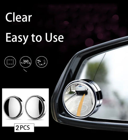 Round Blind Spot Mirrors, 2 Pack, 2 Inch HD Glass Convex Mirrors with 360 Degree Swivel, Stick-On for Car Side Mirrors