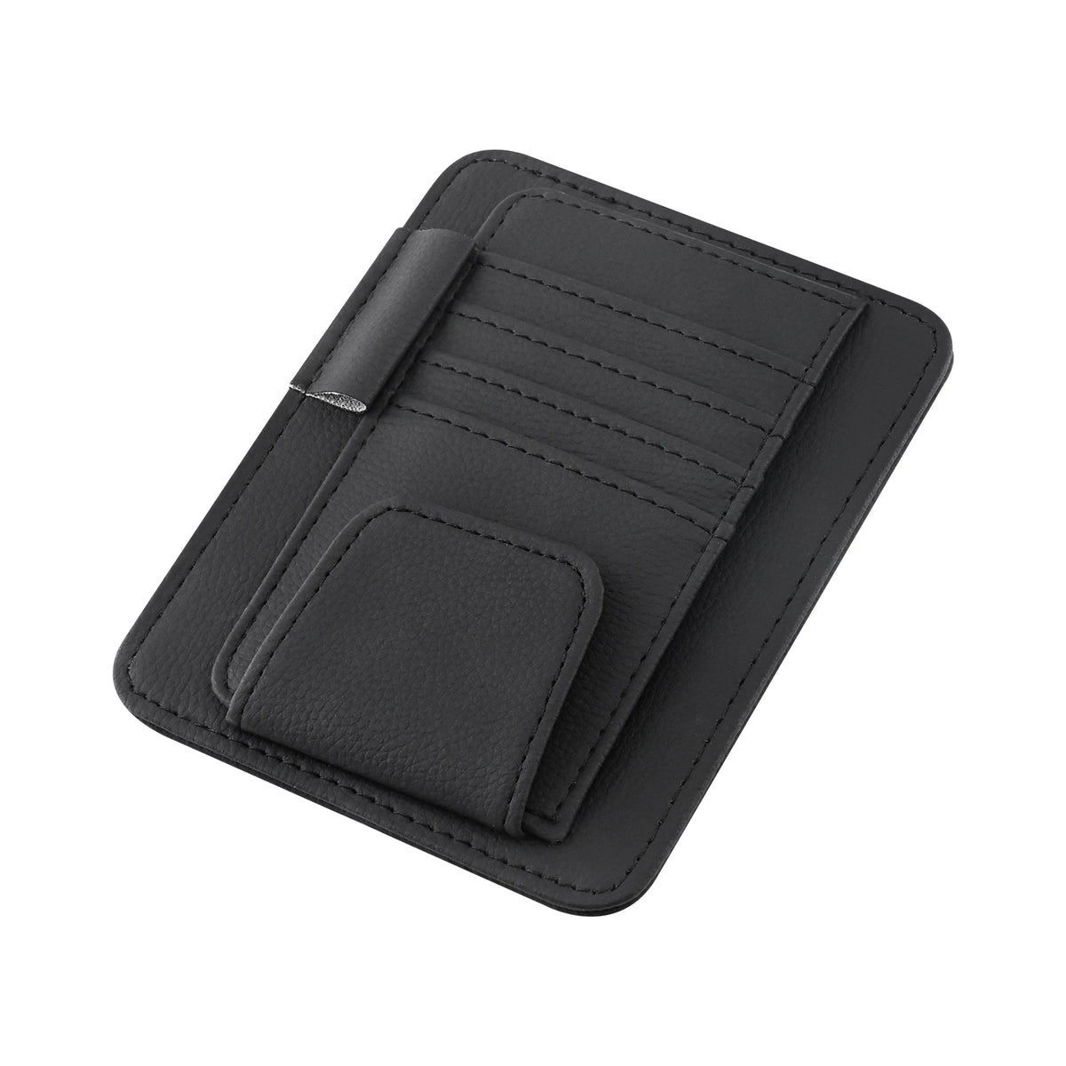 Multi-Pocket Car Visor Organizer — PU Leather Card & Glasses Storage