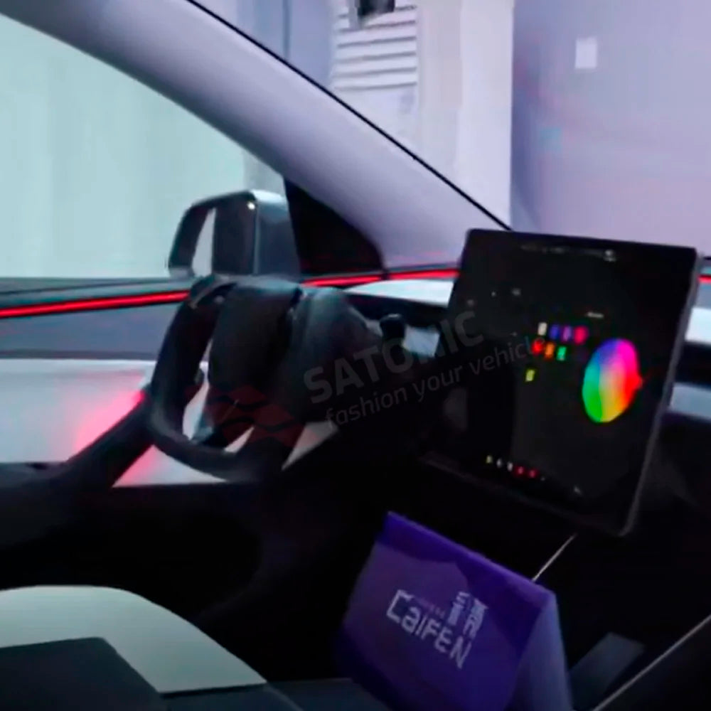 Door Handle Ambient LED Lights for Tesla Model 3 Highland, Model Y Juniper and Model Y L, RGB with Touchscreen Color Control