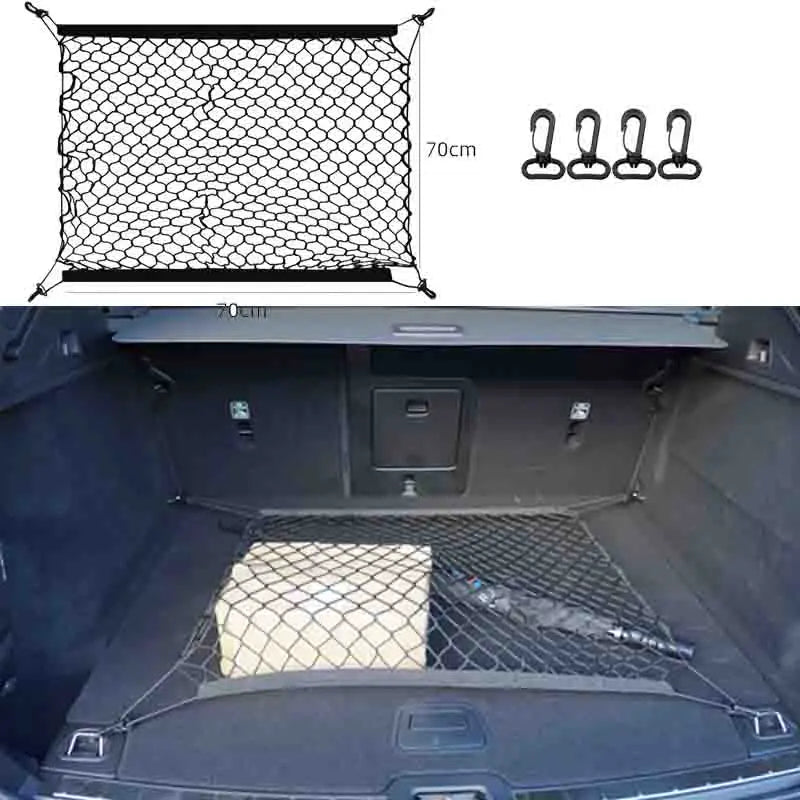Cargo Net for Hyundai Tucson 2022-2024 (NX4), Black Elastic Hook-On Trunk Net in 3 Sizes: Square, Wide or Narrow