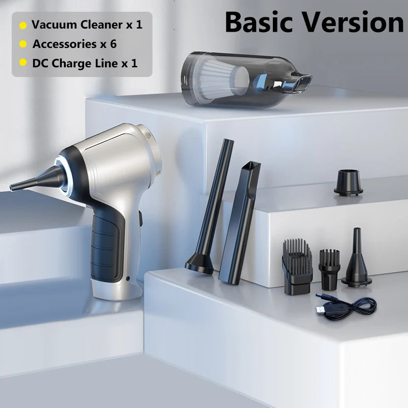 Rechargeable Handheld Car Vacuum, Up to 15000 Pa Suction, Basic or Pro Brushless Version, Blower Mode, Optional Extra HEPA Filters