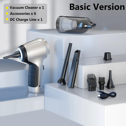 Rechargeable Handheld Car Vacuum, Up to 15000 Pa Suction, Basic or Pro Brushless Version, Blower Mode, Optional Extra HEPA Filters