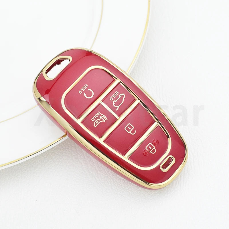 Key Fob Cover for Hyundai 5-Button Keys, Soft TPU Case with Embossed Button Icons for Tucson (NX4), Santa Fe and Nexo, Cover or Set