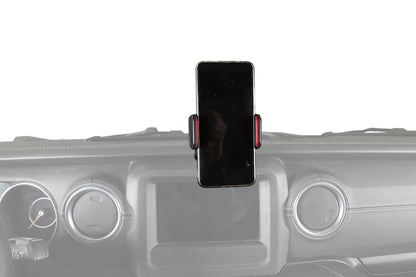 Dashboard Phone Mount for Jeep Wrangler 2018-2023 (JL), Lightweight ABS Holder, Screw-On Install Without Drilling, Red or Black