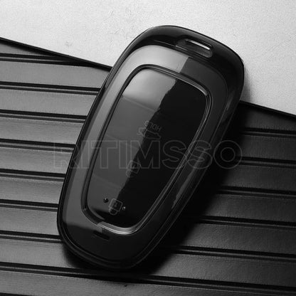 Key Fob Cover for Hyundai 4-Button Keys, Full-Wrap Clear TPU Case for Tucson (NX4), Sonata, Santa Fe and Nexo, Clear or Clear Black