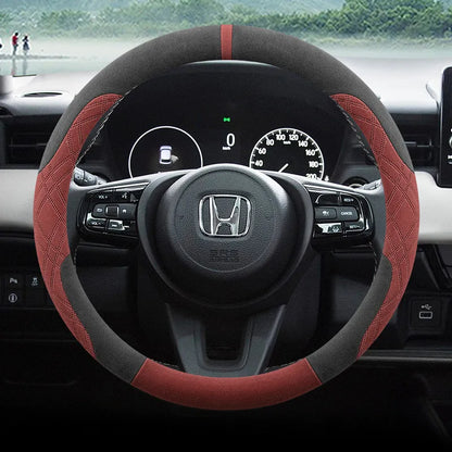 Steering Wheel Cover for Honda Civic, CR-V, Accord, Pilot and Passport, Two-Tone Suede, 15 in (37-38 cm), O or D Shape, 9 Colors