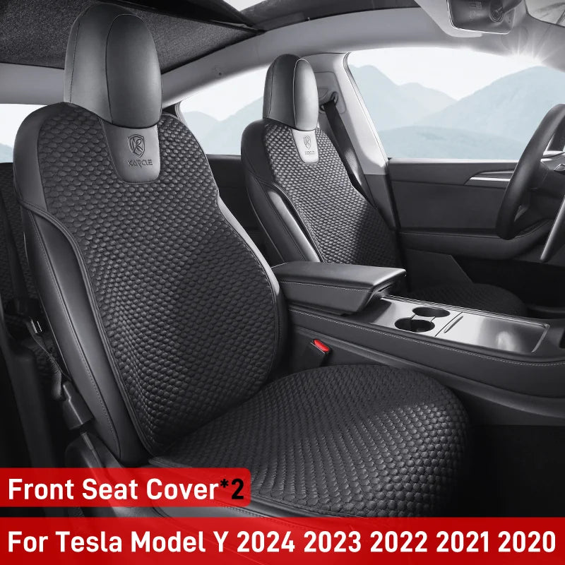 Ice Silk Seat Cushions for Tesla Model Y 2020-2024 and Model 3 2017-2023, Breathable Front or Rear Seat Pads, Black or White
