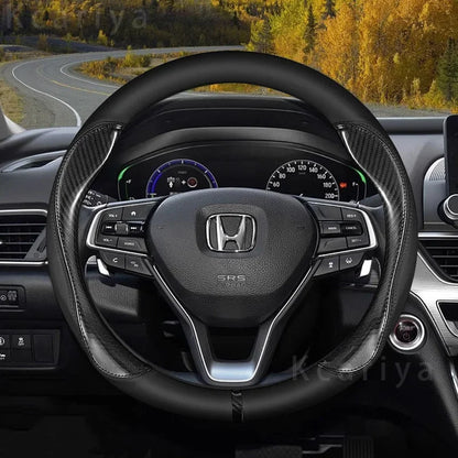 Steering Wheel Cover for Honda Civic 2022-2024, Slip-On PU Leather for Round 14.6-15 in (37-38 cm) Wheels, 5 Colors