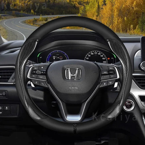 Steering Wheel Cover for Honda Civic 2022-2024, Slip-On PU Leather for Round 14.6-15 in (37-38 cm) Wheels, 5 Colors