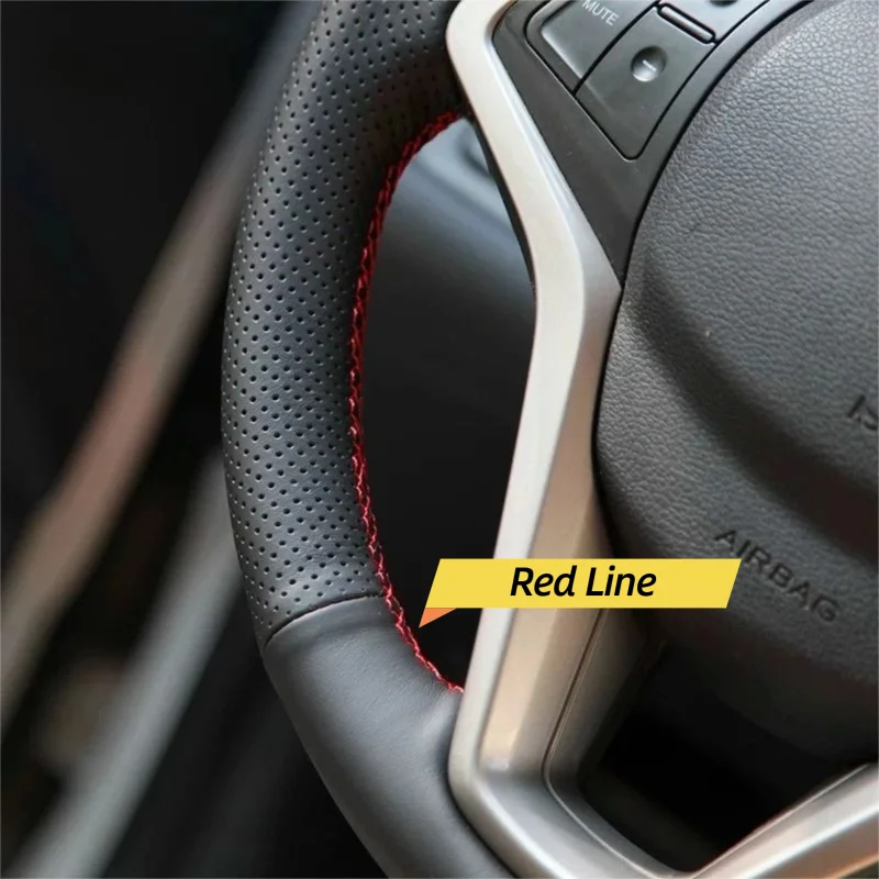 Steering Wheel Cover for Honda Civic 2022 (11th Gen), Hand-Sewn Leather Wrap with Sewing Kit, 11 Stitching Colors