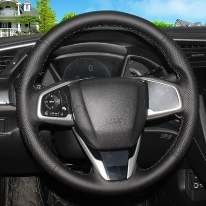 Steering Wheel Cover for Honda Civic (11th Gen), Hand-Sewn Suede and Leather Wrap with Needle and Thread, 5 Styles