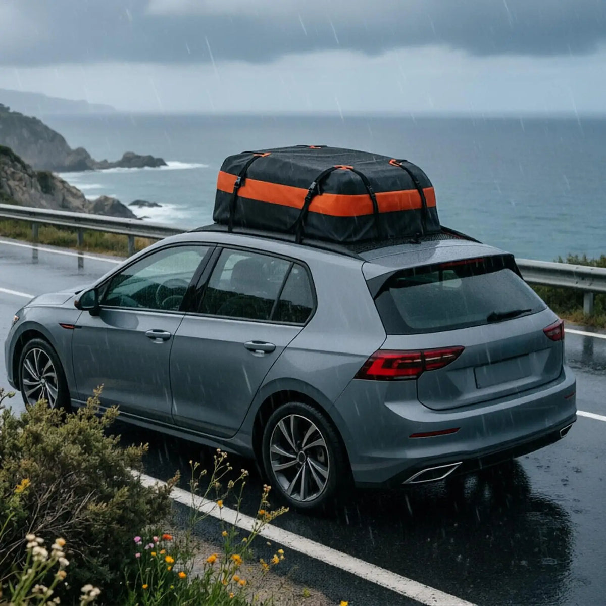 Waterproof Car Roof Bag, 44 x 35 x 17 in Oxford Cloth Rooftop Cargo Carrier for Cars, SUVs, Vans and Trucks, Black