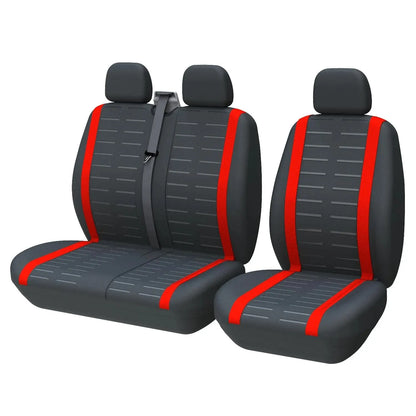 Van and Truck Seat Covers, 2+1 Front Row Set for Driver Seat and Double Passenger Bench, Polyester with 3D Stripes, 4 Colors