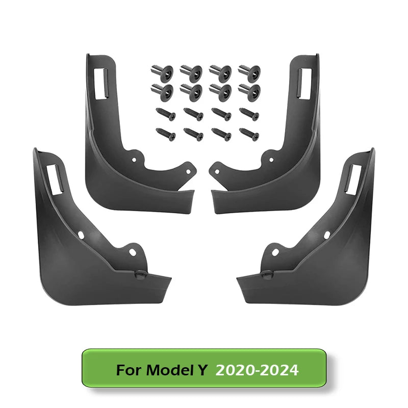 Matte Black ABS Mud Flaps for Tesla Model Y 2020-2024, Model Y Juniper and Model 3 Highland, Set of 4 with Screws, No Drilling