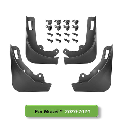Matte Black ABS Mud Flaps for Tesla Model Y 2020-2024, Model Y Juniper and Model 3 Highland, Set of 4 with Screws, No Drilling