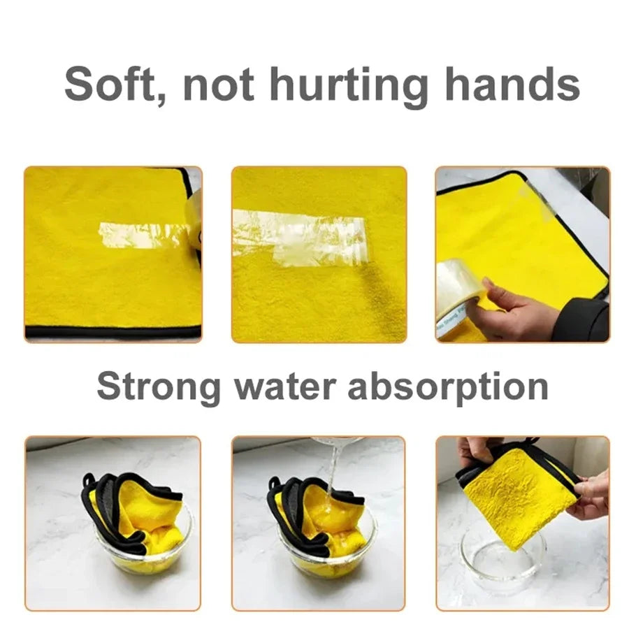 Microfiber Car Drying Towels, Thick Double Layer Cleaning Cloths, 12 x 12 or 12 x 24 Inch, 1 to 10 Pack