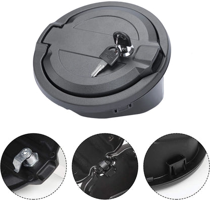 Locking Fuel Door with Key for Jeep Wrangler 2018-2023 (JL), Black Aluminum Alloy and ABS Gas Tank Cover