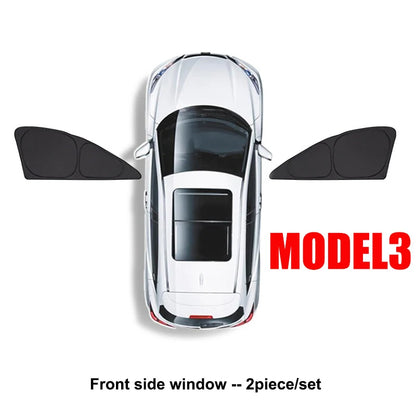 Privacy Sun Shades for Tesla Model 3 2019-2026 Including Highland, Oxford Cloth Windshield and Side Window Shades, 1 to 8 Pieces