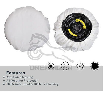 Spare Tire Cover for Jeep Wrangler, 16 in White PVC Leather Cover for 29-31 in Tires, Elastic Hem with Quick-Connect Clips