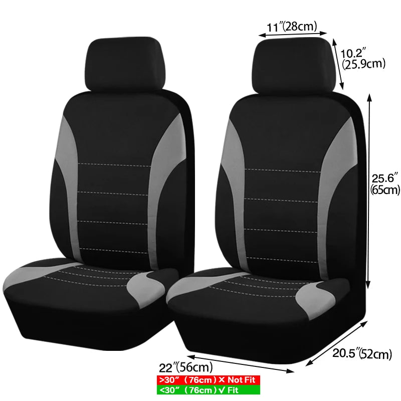 Universal Car Seat Covers, Padded Polyester, Front Pair or Full 5 Seat Set for Cars, SUVs and Trucks, 7 Colors