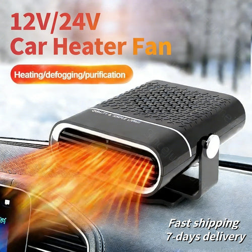 Portable Car Heater and Windshield Defroster, 12V or 24V Plug In Defogger for Cars, SUVs and Trucks, Black or White