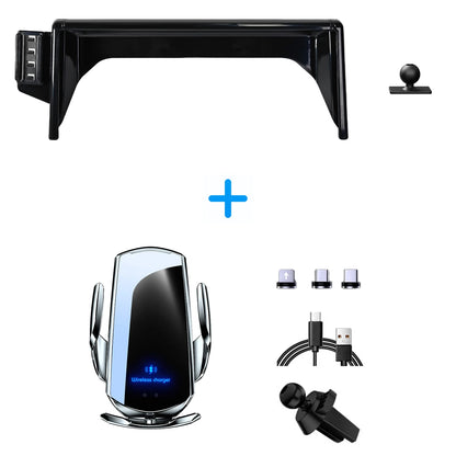 Screen Phone Mount for Toyota RAV4 2019-2023 (XA50) with 8-Inch Screen, Glass-Panel or Carbon-Look Holder, 15W Wireless Charger Option
