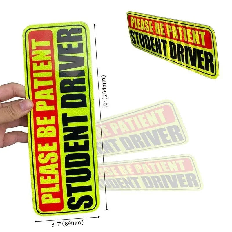 Student Driver Car Magnet, Reflective Bumper Sign for New Drivers, 10 x 3.5 Inch, Removable