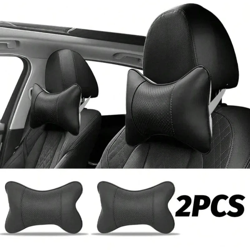 Breathable Mesh Car Headrest Pillow, Faux Leather Head and Neck Rest Cushion for Car Seats, 1 or 2 Pillows
