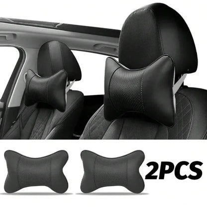 Breathable Mesh Car Headrest Pillow, Faux Leather Head and Neck Rest Cushion for Car Seats, 1 or 2 Pillows