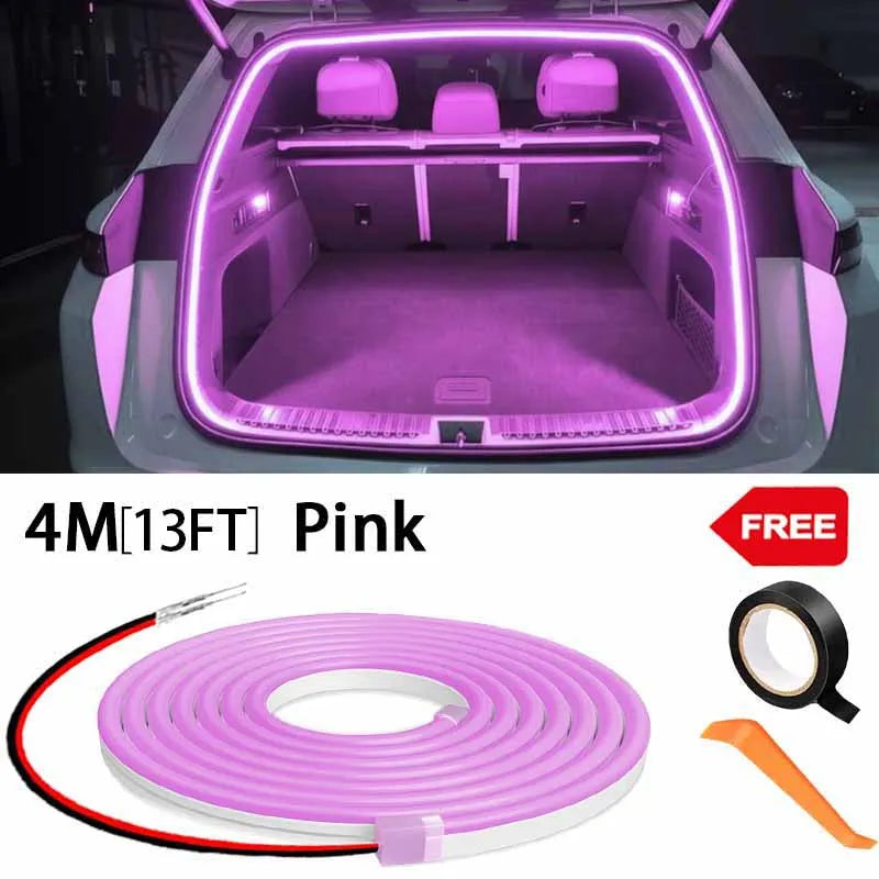 Automatic LED Trunk Light Strip, Tailgate and Frunk Light that Turns On When Opened, Flexible and Waterproof, 2, 4 or 6 m, 5 Colors
