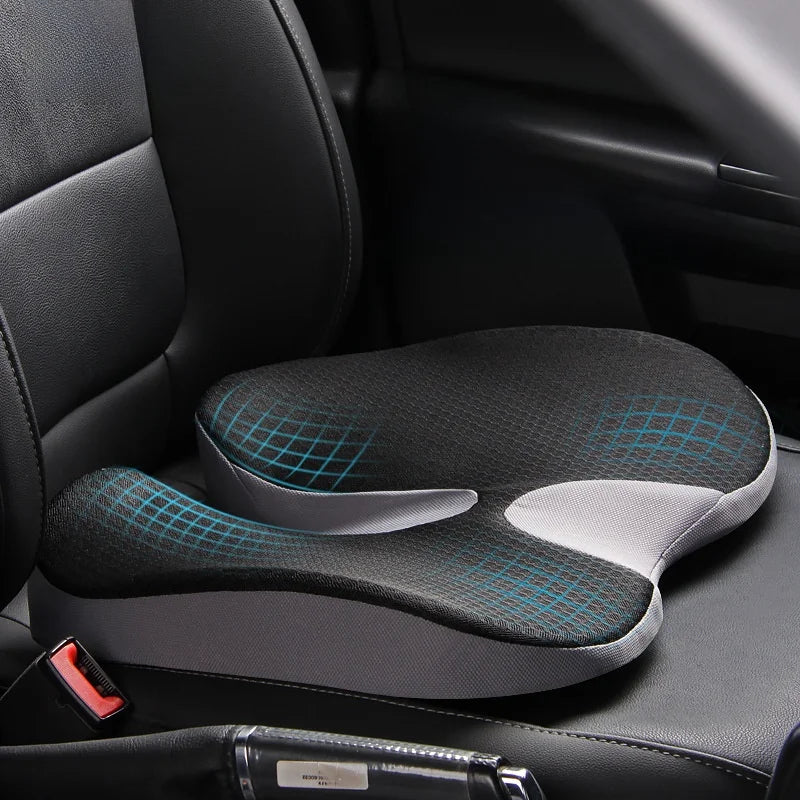 Coccyx Support Seat Cushion, Contoured Foam with Removable Washable Cover, 17.7 x 13.8 in, for Car Seats and Office Chairs