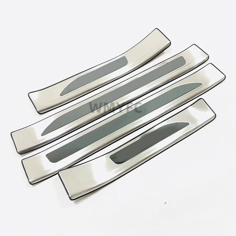 Door Sill Scuff Plates with Logo for Toyota RAV4 2019-2025, Self-Adhesive Stainless Steel Entry Guards, Designs A and B