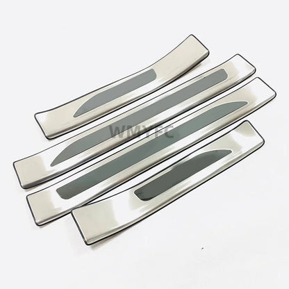 Door Sill Scuff Plates with Logo for Toyota RAV4 2019-2025, Self-Adhesive Stainless Steel Entry Guards, Designs A and B