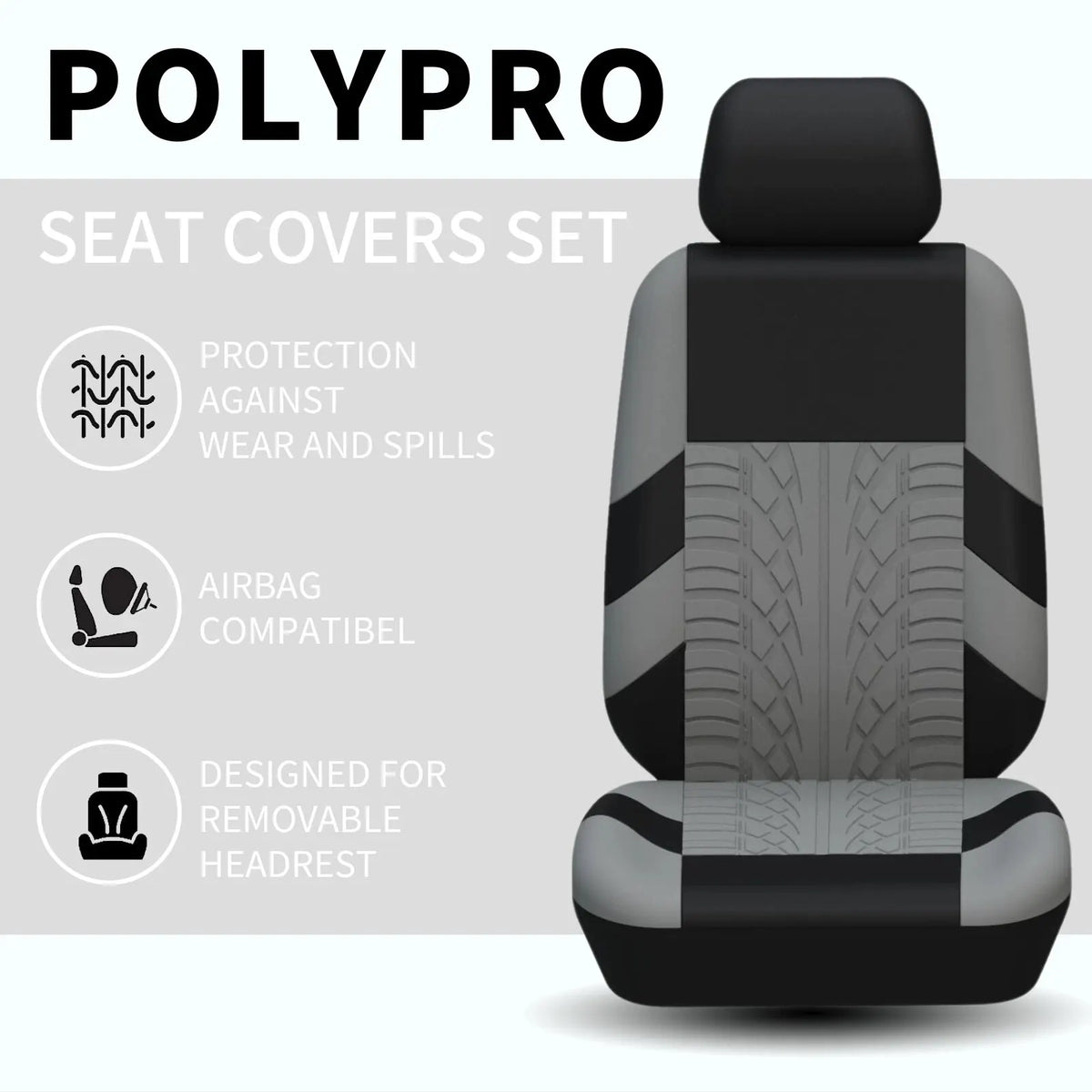 Polyester seat cover set features
