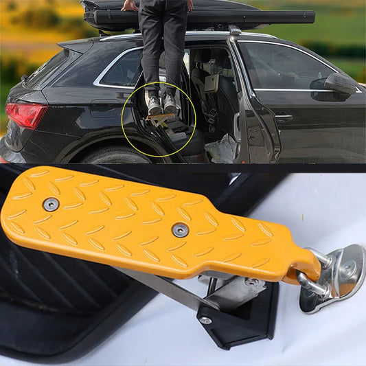 Car Door Latch Step Board for Roof Access, Foldable Aluminum Alloy Foot Pedal Hooks onto U-Shaped Door Latch, 3 Styles
