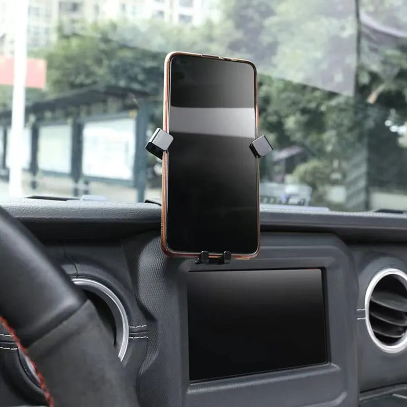 Air Vent Phone Mount for Jeep Wrangler 2018-2022 (JL), Black ABS Holder Set with Carbon Fiber Pattern
