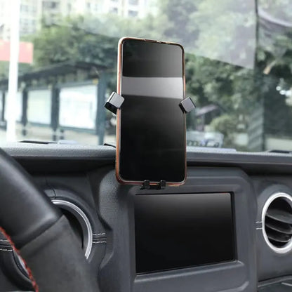 Air Vent Phone Mount for Jeep Wrangler 2018-2022 (JL), Black ABS Holder Set with Carbon Fiber Pattern