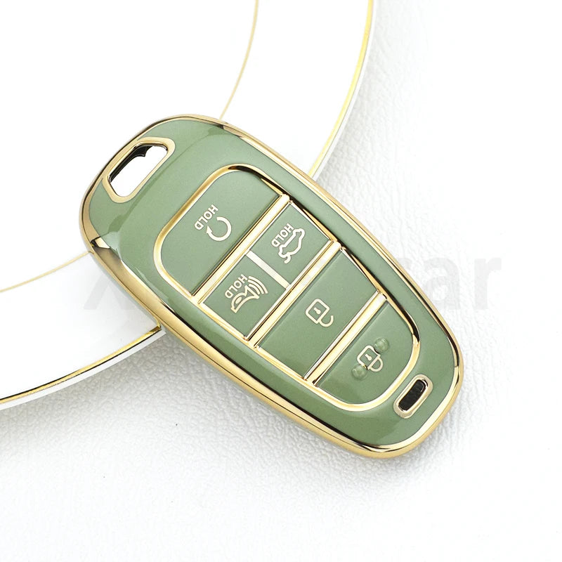 Key Fob Cover for Hyundai 5-Button Keys, Soft TPU Case with Embossed Button Icons for Tucson (NX4), Santa Fe and Nexo, Cover or Set