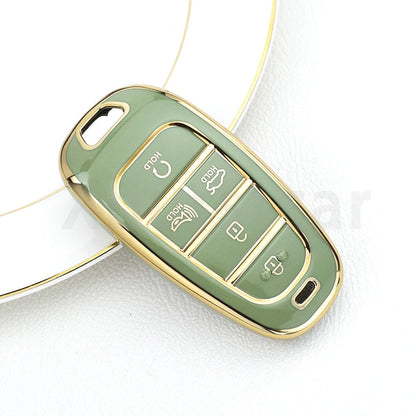 Key Fob Cover for Hyundai 5-Button Keys, Soft TPU Case with Embossed Button Icons for Tucson (NX4), Santa Fe and Nexo, Cover or Set