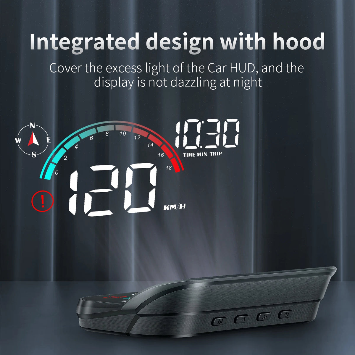 GPS Head Up Display for Cars, Digital Speedometer in MPH or KM/H with Compass, Clock, Mileage and Overspeed Alarm, Works with Any Car