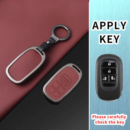 Key Fob Cover for Honda Smart Keys, Red Leather Case for Civic, Stepwagon, Vezel and Odyssey, 2 or 3-Piece Set