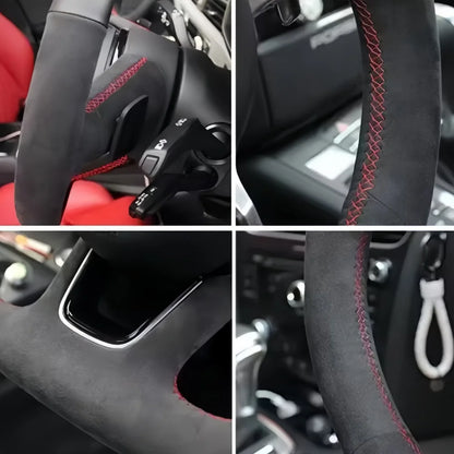 Steering Wheel Cover for Honda CR-V 2023-2024 and Civic (11th Gen), Hand-Stitched Perforated Suede and Microfiber Leather, 11 Colors