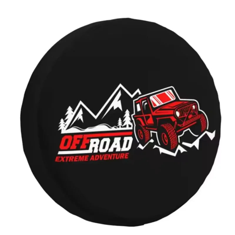 Spare Tire Cover for Jeep Wrangler, 4x4 Mountain PU Leather, No Camera Hole, 14 to 18 in, 20 Lettered Designs